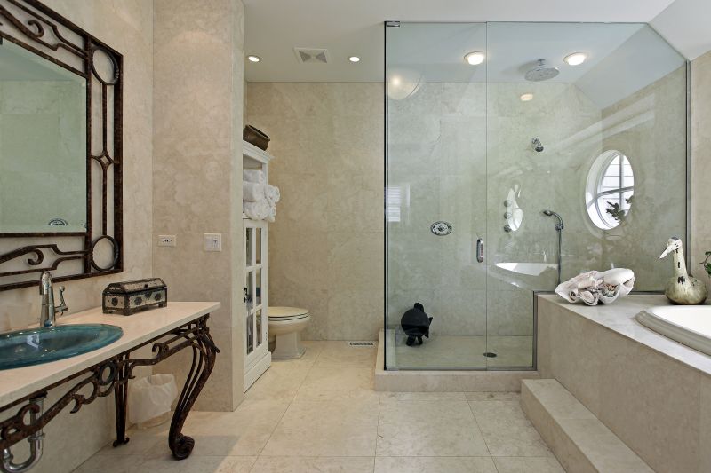 Shower with Elegant Marble Tiles